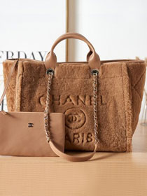 CC original shearling large shopping bag A66941 brown