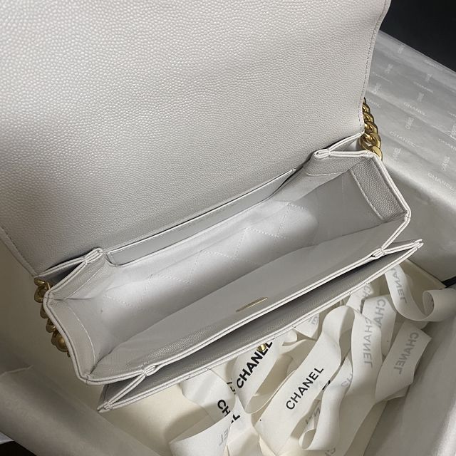 2023 CC original grained calfskin mini flap bag AS2484 white