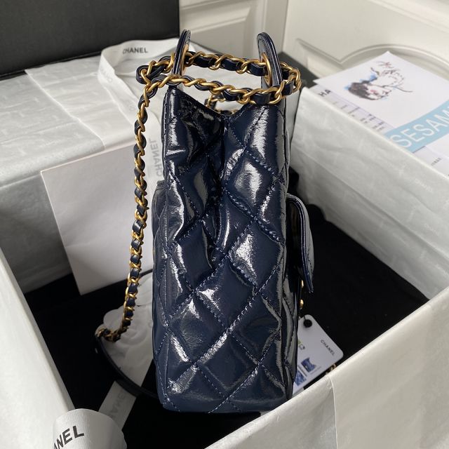 CC original shiny calfskin medium hobo bag AS3690 navy blue