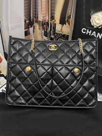 CC original lambskin shopping bag AS3500 black