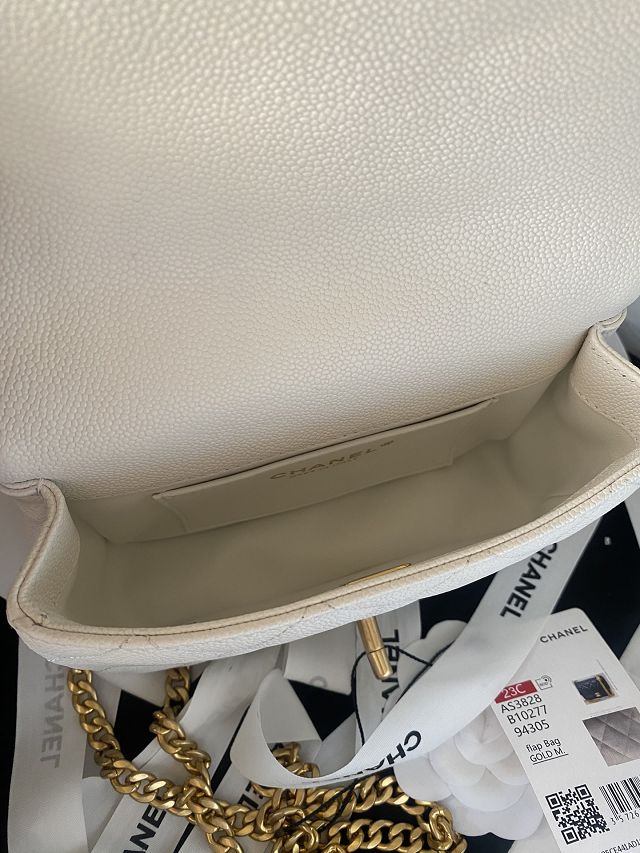 2023 CC original grained calfskin mini flap bag AS3828 white