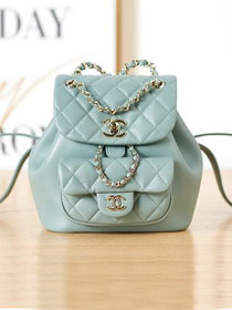 CC original lambskin mini backpack AS2908 light blue