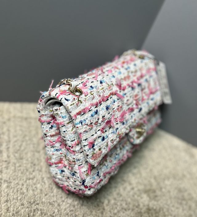CC original tweed medium flap bag A01112 white&pink