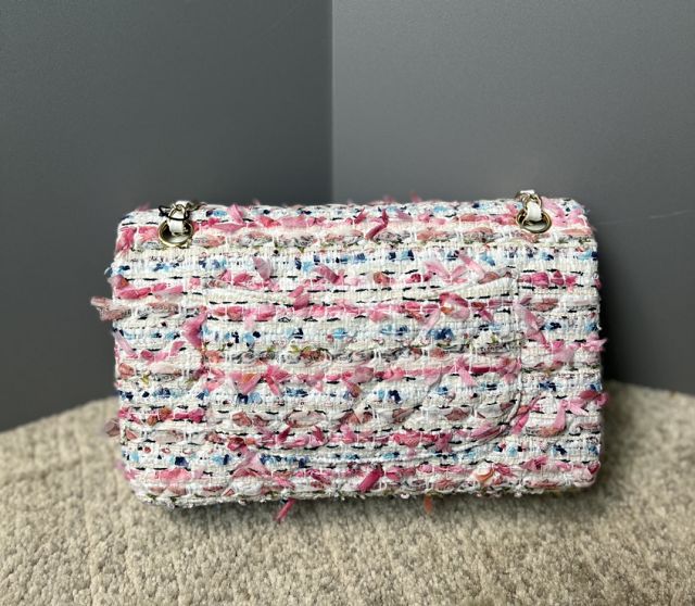 CC original tweed medium flap bag A01112 white&pink