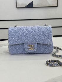 CC original tweed mini flap bag A69900 light blue