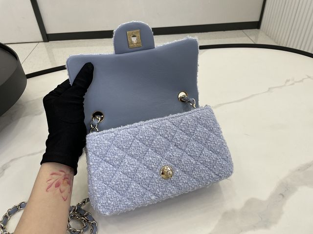 CC original tweed mini flap bag A69900 light blue