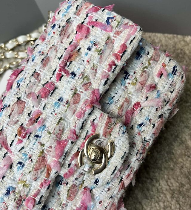 CC original tweed mini flap bag A69900 white&pink