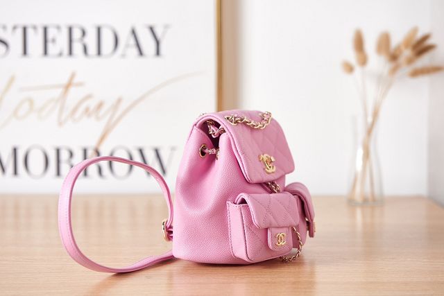 2023 CC original grained calfskin small backpack AS3787 pink