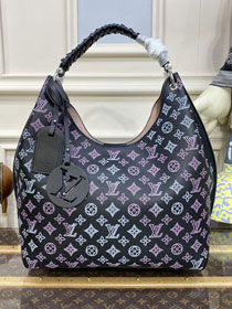 Louis vuitton original mahina leather carmel hobo bag M21299 black