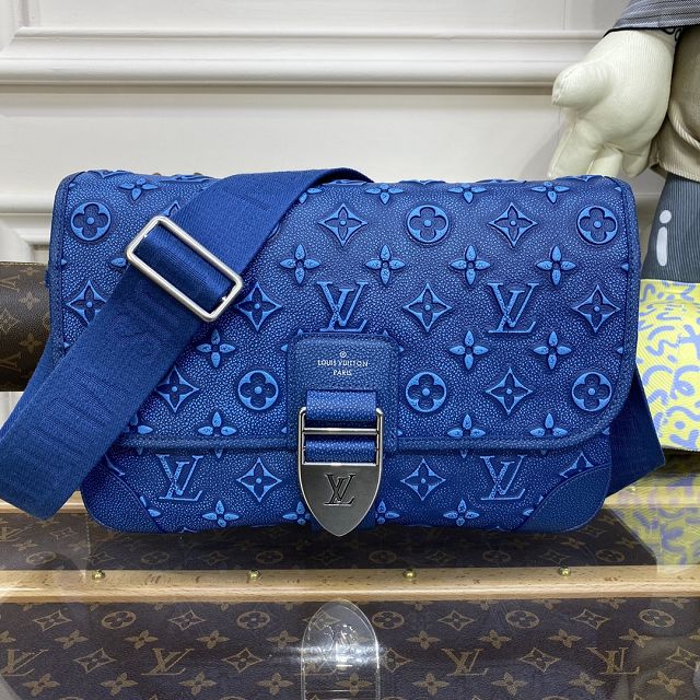 Louis vuitton original calfskin archy messenger bag M21358 blue