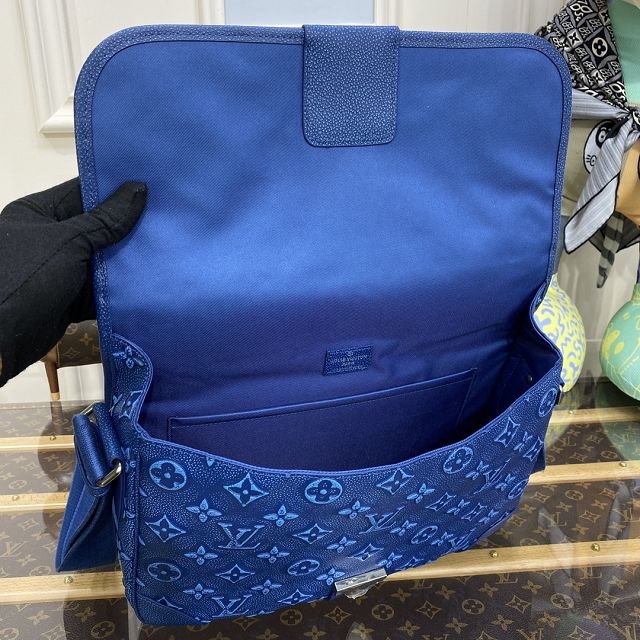 Louis vuitton original calfskin archy messenger bag M21358 blue