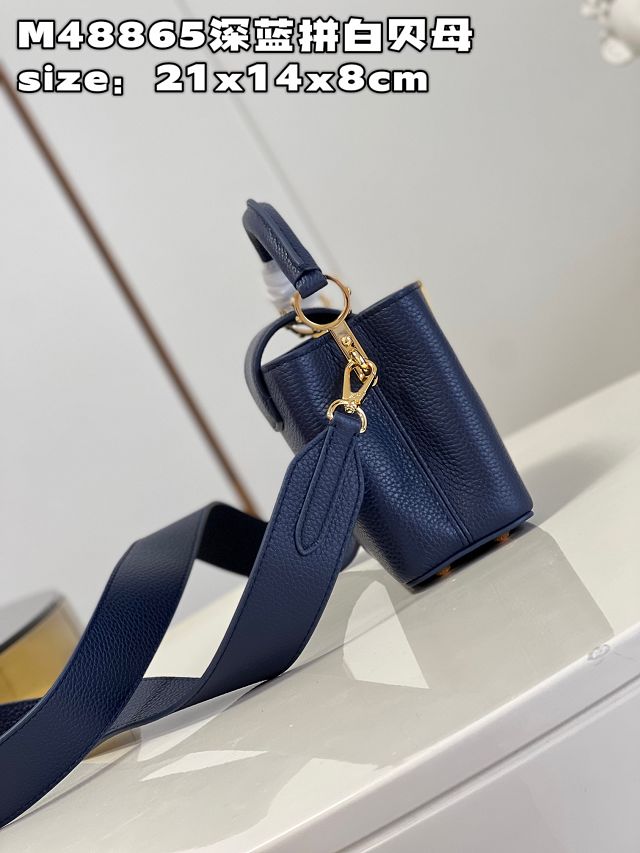 Louis vuitton original calfskin capucines mini handbag M48865 dark blue