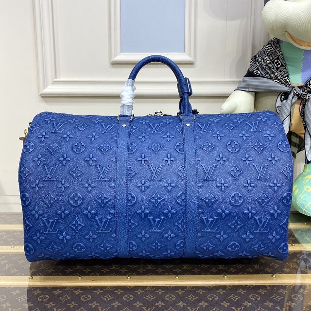 Louis vuitton original calfskin keepall 50 M21375 blue