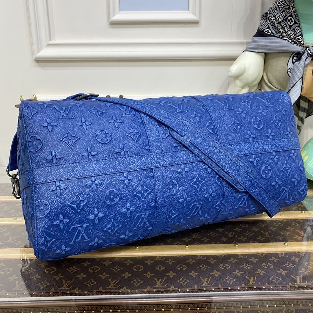 Louis vuitton original calfskin keepall 50 M21375 blue