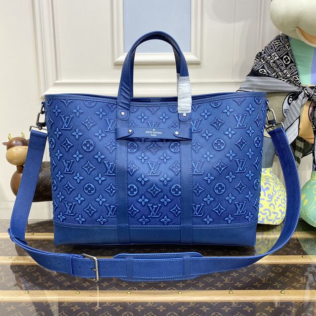 Louis vuitton original calfskin tote journey carryall bag M21371 blue