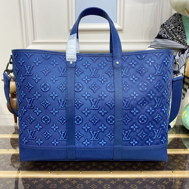 Louis vuitton original calfskin tote journey carryall bag M21371 blue