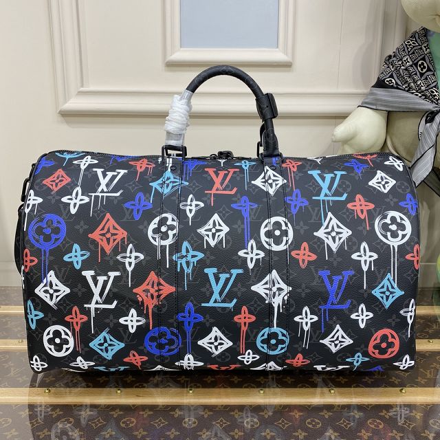 Louis vuitton original monogram eclipse keepall 50 M21384 