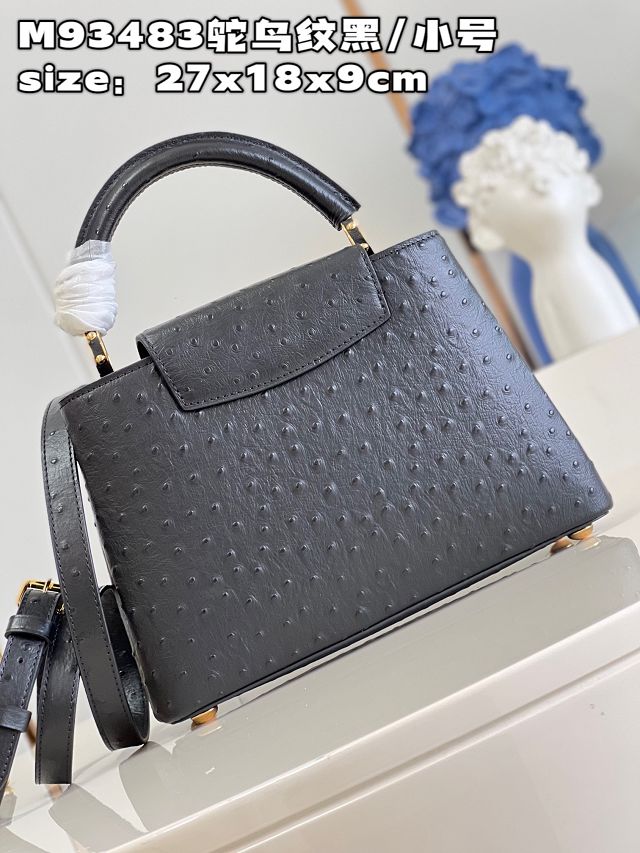 Louis vuitton original ostrich calfskin capucines BB handbag M48865 black