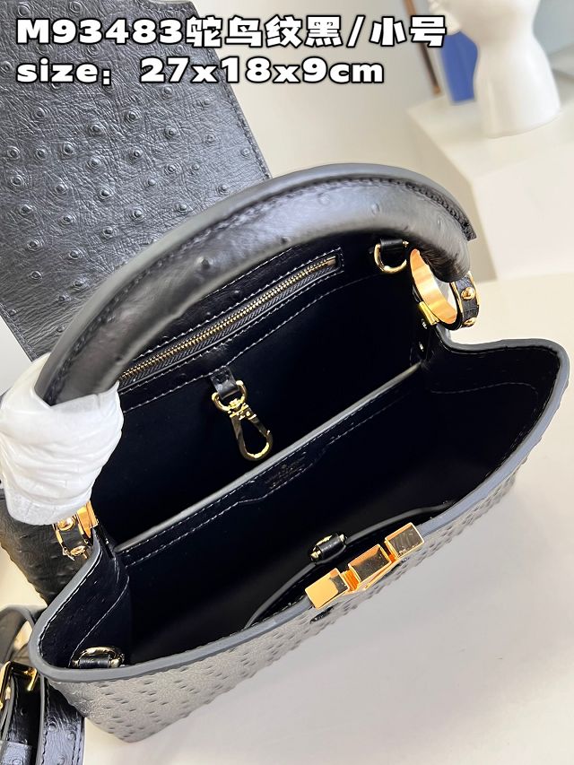 Louis vuitton original ostrich calfskin capucines BB handbag M48865 black
