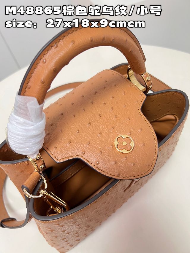 Louis vuitton original ostrich calfskin capucines mm handbag M59883 brown