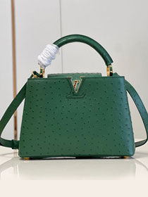 Louis vuitton original ostrich calfskin capucines BB handbag M48865 green