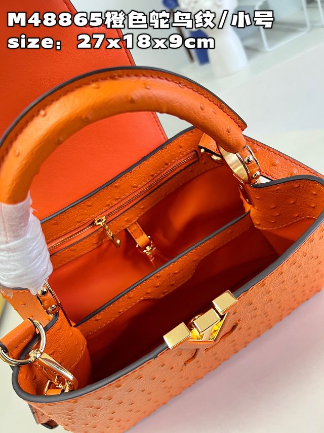 Louis vuitton original ostrich calfskin capucines BB handbag M48865 orange