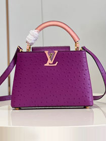 Louis vuitton original ostrich calfskin capucines BB handbag M48865 purple