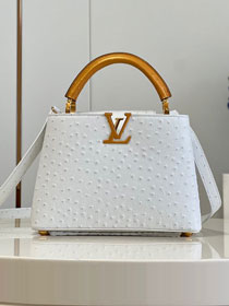 Louis vuitton original ostrich calfskin capucines BB handbag M48865 white