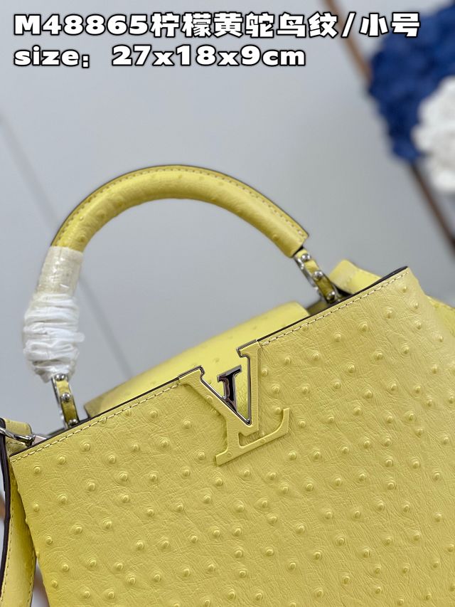 Louis vuitton original ostrich calfskin capucines BB handbag M48865 yellow