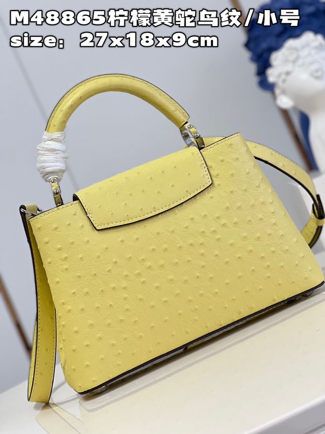 Louis vuitton original ostrich calfskin capucines BB handbag M48865 yellow