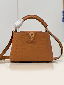 Louis vuitton original ostrich calfskin capucines mini handbag M93483 brown