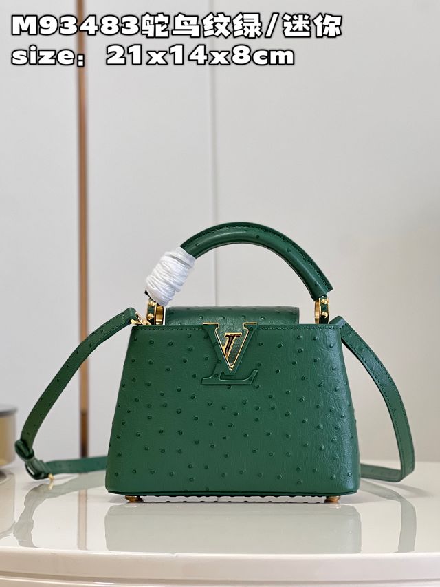 Louis vuitton original ostrich calfskin capucines mini handbag M93483 green