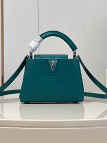 Louis vuitton original ostrich calfskin capucines mini handbag M93483 lake green