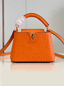 Louis vuitton original ostrich calfskin capucines mini handbag M93483 orange