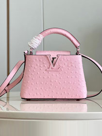 Louis vuitton original ostrich calfskin capucines mini handbag M93483 pink