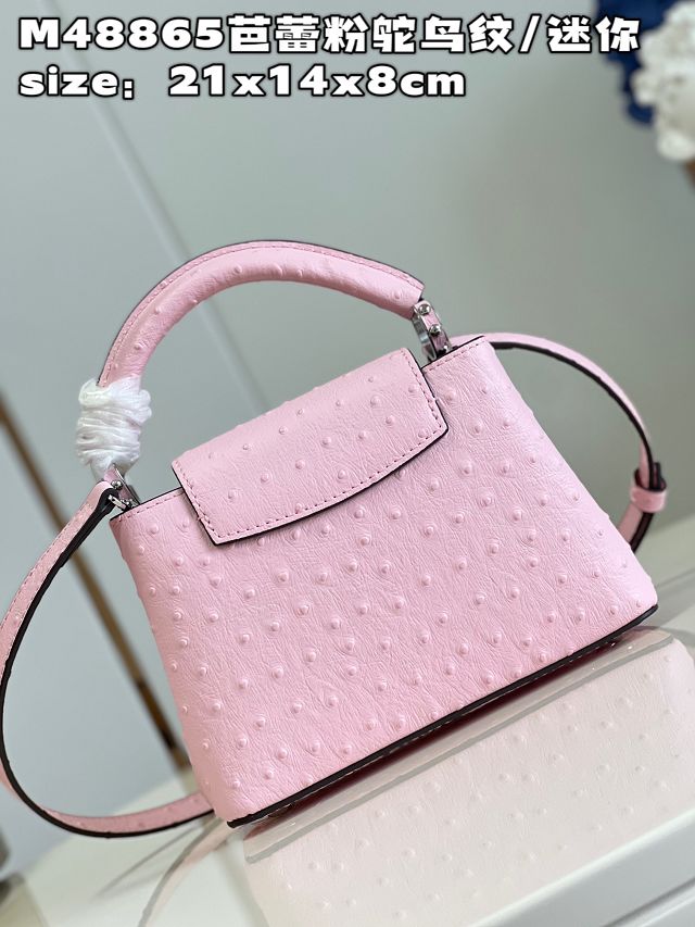 Louis vuitton original ostrich calfskin capucines mini handbag M93483 pink