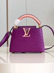 Louis vuitton original ostrich calfskin capucines mini handbag M93483 purple