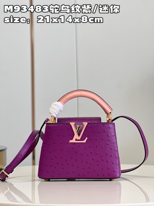 Louis vuitton original ostrich calfskin capucines mini handbag M93483 purple