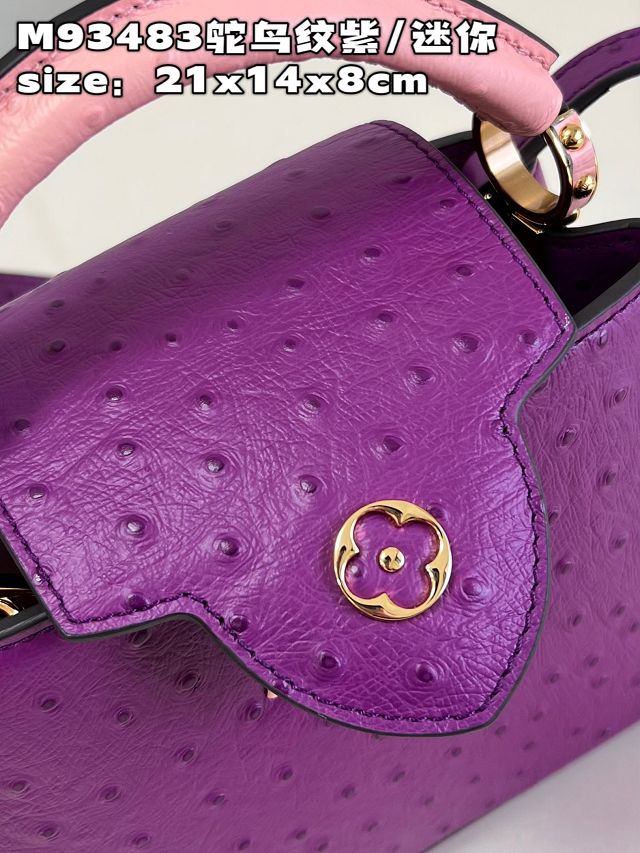 Louis vuitton original ostrich calfskin capucines mini handbag M93483 purple