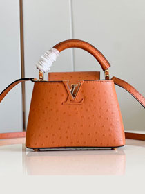 Louis vuitton original ostrich calfskin capucines mini handbag M93483 tan