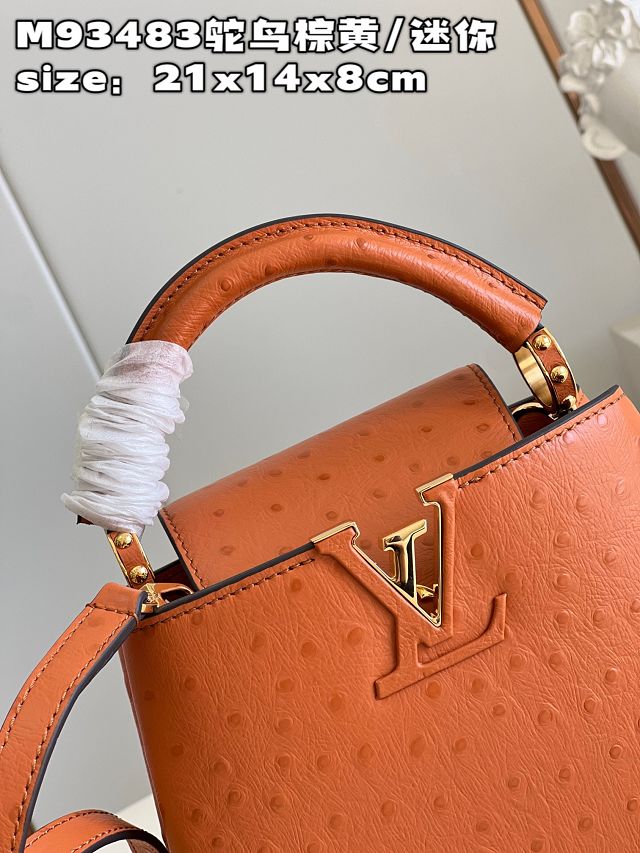 Louis vuitton original ostrich calfskin capucines mini handbag M93483 tan