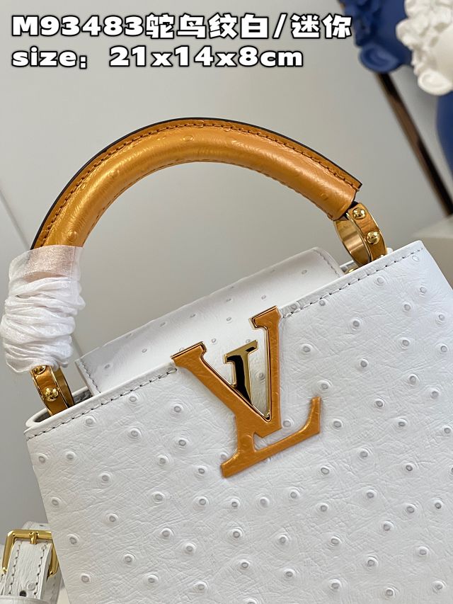 Louis vuitton original ostrich calfskin capucines mini handbag M93483 white