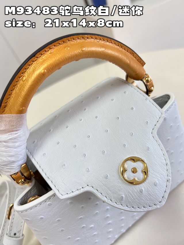 Louis vuitton original ostrich calfskin capucines mini handbag M93483 white
