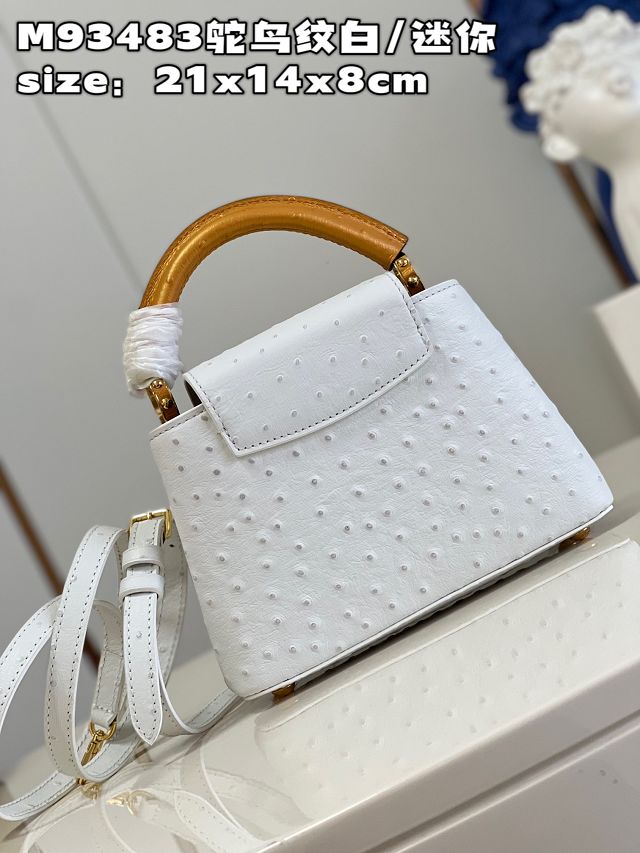 Louis vuitton original ostrich calfskin capucines mini handbag M93483 white