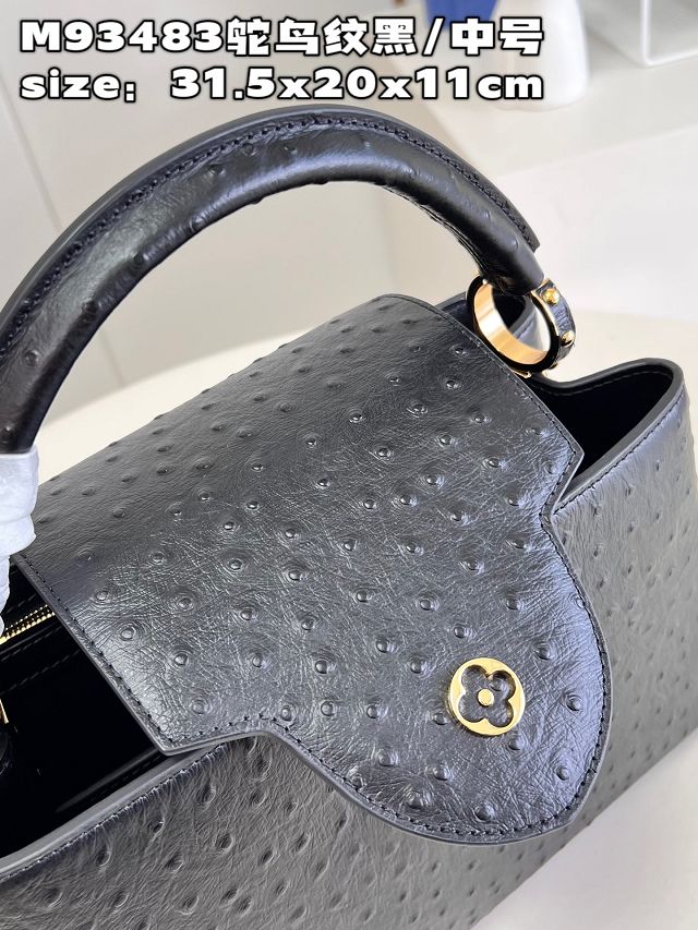 Louis vuitton original ostrich calfskin capucines mm handbag M59883 black