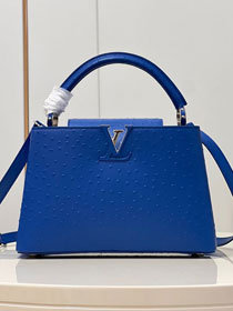 Louis vuitton original ostrich calfskin capucines mm handbag M59883 blue