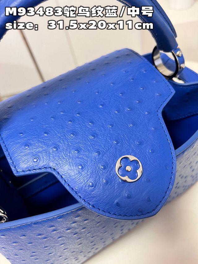 Louis vuitton original ostrich calfskin capucines mm handbag M59883 blue