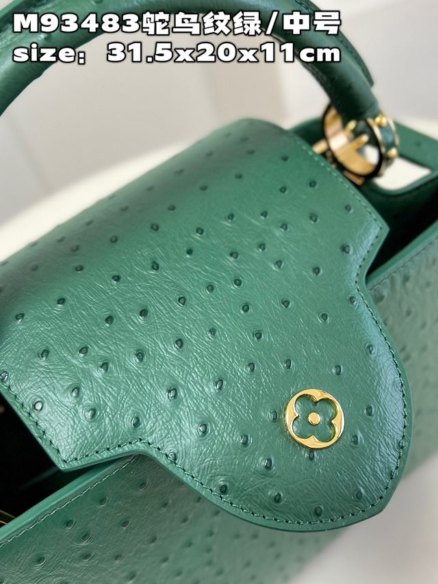 Louis vuitton original ostrich calfskin capucines mm handbag M59883 green