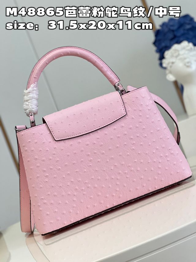 Louis vuitton original ostrich calfskin capucines mm handbag M59883 pink