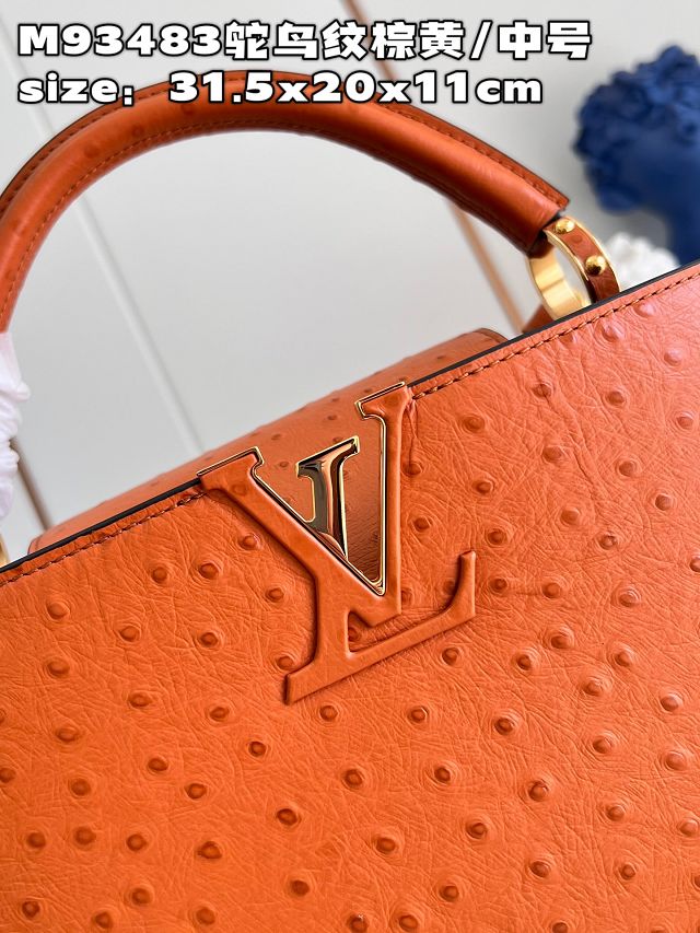 Louis vuitton original ostrich calfskin capucines mm handbag M59883 tan